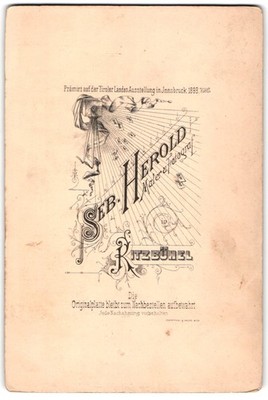 Fotografie Seb. Herold, Kitzbühel, Plattenkamera bestrahlt Namen des Fotografen 