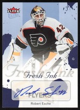 2005-06 Fleer Ultra Fresh Ink Blue Auto Robert Esche /25 Philadelphia Flyers