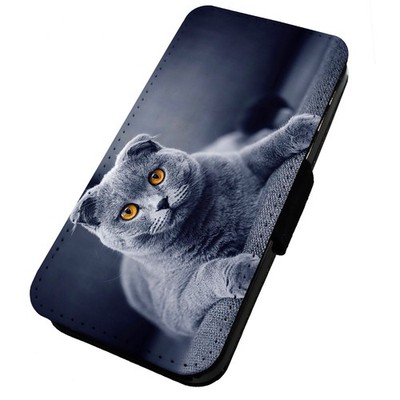 Bedruckte Klapp Handyhülle iPhone, Samsung & Huawei Scottish Fold Cat