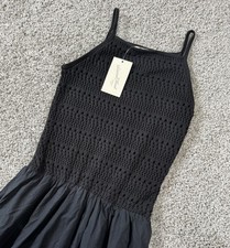 NEW Universal Thread Black Spaghetti Strap Crochet Top Maxi Dress Womens XS