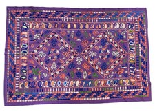 Vtg India Suzani Embroidered Tablecloth Bed Spread Blanket Tapestry Bohemian