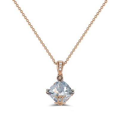 Le Vian 14K Rotgold Aquamarin Anhänger Halskette Vanille Schokolade Diamanten