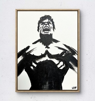 Laeknapes  Incredible Hulk Original Abstract Painting 14X11 Canvas Expressionist