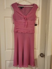 Jones New York NWT Size 6 Bright Pink 100 Percent Silk Chiffon Dress