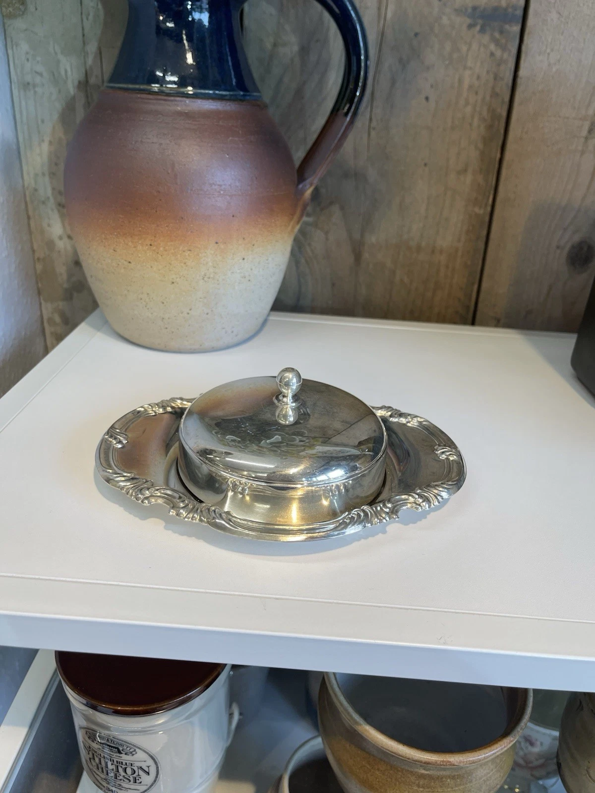 Vintage Silver Plate Butter Dish Glass Insert With Lid