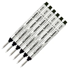 6 Count Schmidt P8126 Black Ink Fine Tip Rollerball Refill Cartridges