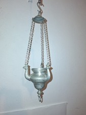 alte Öllampe,  Ewiges Licht, Haus Altarlampe, Zinn, um 1880