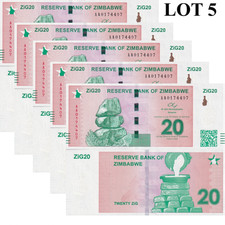 Zimbabwe 20 Zig 2024 P 111 UNC 1/20 Bundle Lot 5 pcs AA First Prefix NR
