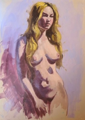 PAINTING - NUDE - EROTIC - EXPR - REALISM - UNIQUE - oil on canvas 70 x 50cm