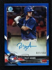 2018 Bowman Chrome Prospect Blue Refractor 27/150 Riley Adams #BCPA-RAD Auto 2x4