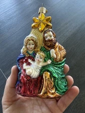 Vtg Merck Family Old World Christmas Blown Glass Nativity Holy Family Ornament