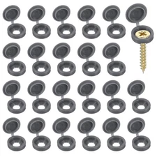 Screw Snap Covers Plastic Hinged Screw Cover Caps 5 mm & 100 Pack & Iron Gray
