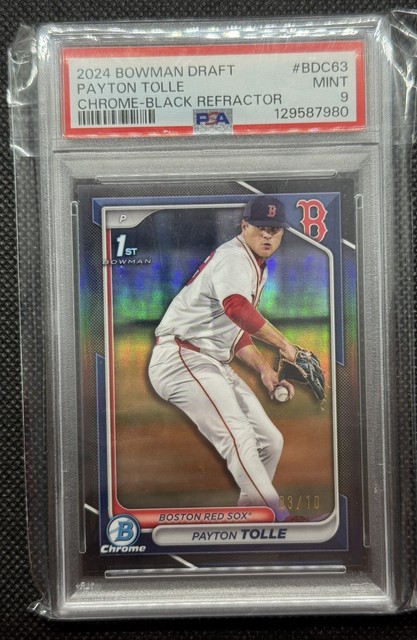 2024 Bowman 1st Chrome Payton Tolle #BDC-63 Rookie True Black /10 PSA 9