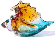 Sea Glass Art Figurines Hand Blown Conch Shell Sculpture, Sea Glass Decor...