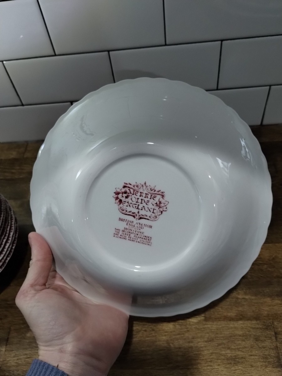 20 Piece Merrie Old England British Anchor Red Transferware