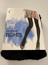 New Leggs L’Eggs Opaque Black Tights Size Large PD1