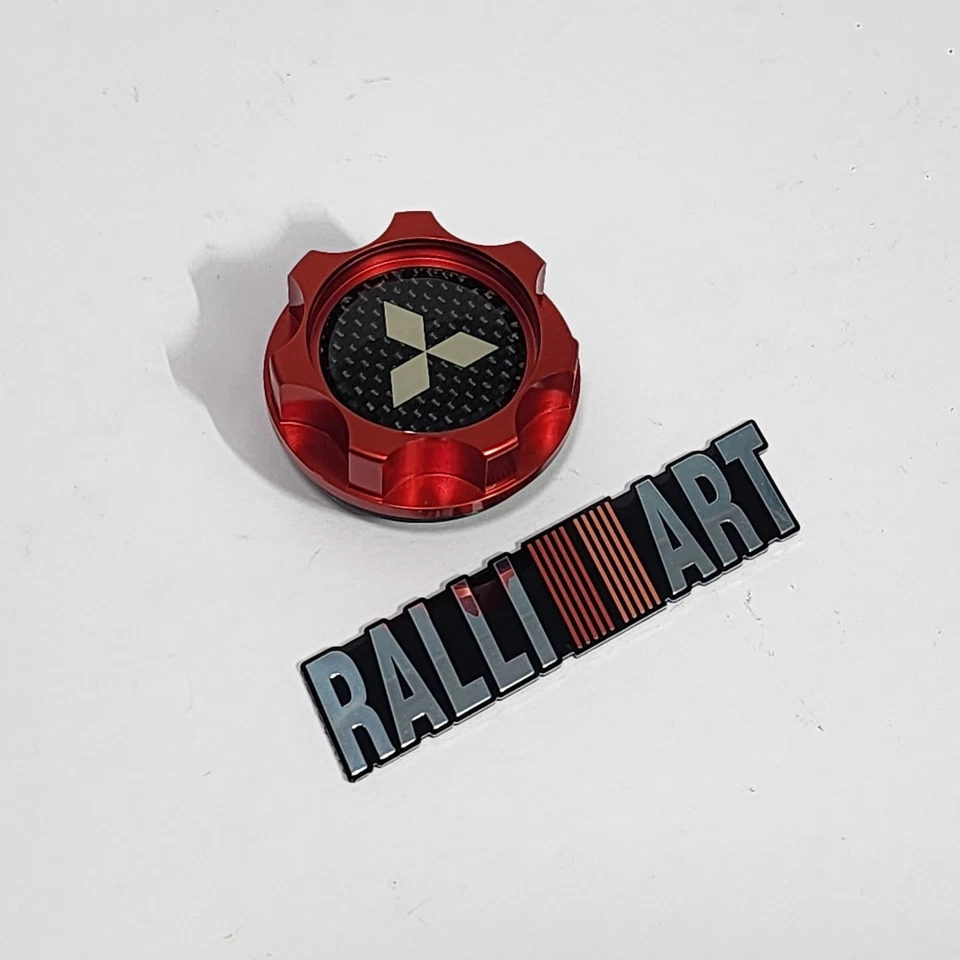 TAPA DE ACEITE ROJA FIBRA DE CARBONO PARA MITSUBISHI ECLIPSE MIRAGE LANCER Y RALLIART EVO 7 Foto 3 de 4