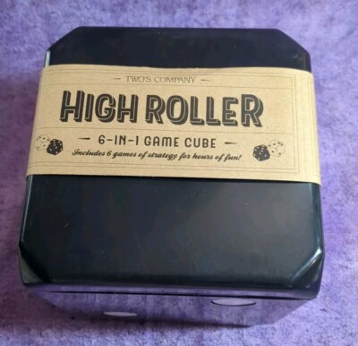 Two's Company High Roller 6-IN-1 Game Cube Chess CHECKERS Dominoes BACKGAMMON +