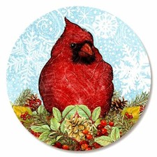 12 CARDINAL BIRDS WINTER CHRISTMAS STICKERS SEALS Cardinal USA MADE 44