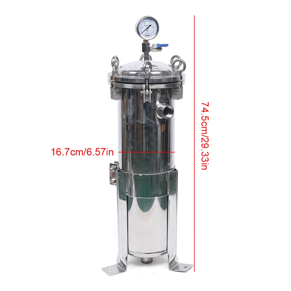 150 Psi Bag Filter Housing Sock Filter 304 Stainless Steel In/Out #4 Bag w/ Mesh - Image 3 of 4