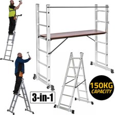 3 IN 1 Working Platform Ladder Aluminium Folding Scaffold Tower Ladder Decorator