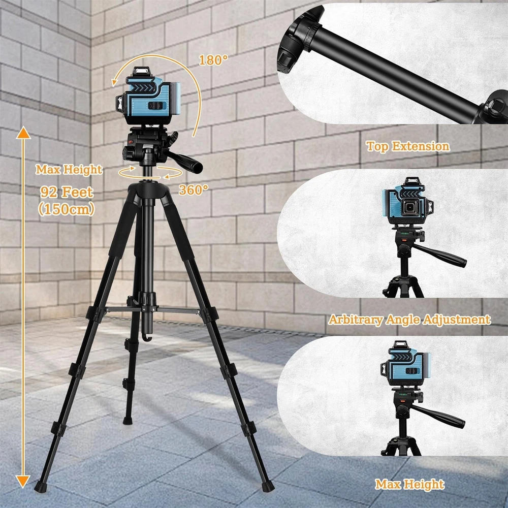 Laser Level Tripod - hittaty Height Adjustable Laser Tripod with 3 Way Swivel...