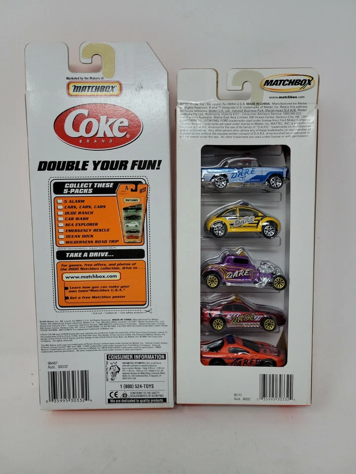 TWO Matchbox 5 Pack Car Sets: Coca Cola and DARE (Law Enforcement) NEW NIP - Image 4 of 4