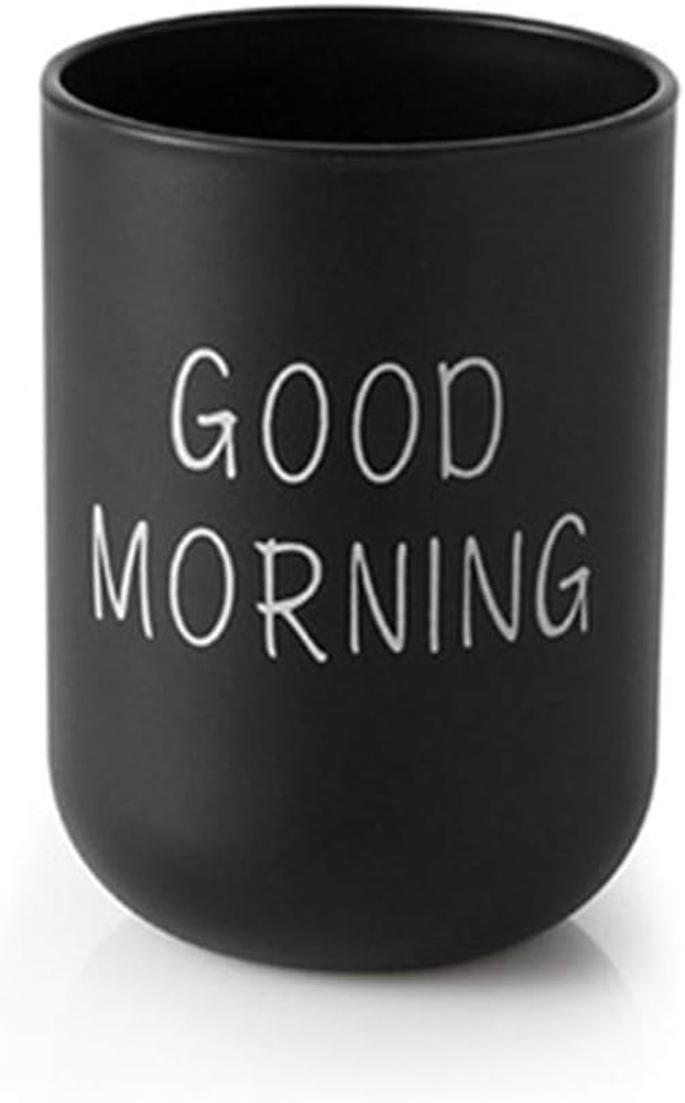 Good Morning Tumbler Cup with Toothbrush Holder for Bathroom Essentials  