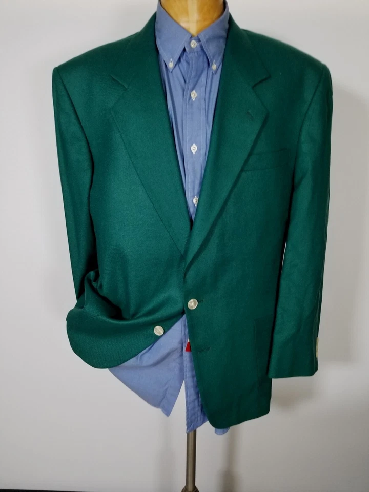 Chaqueta Blazer Abrigo Deportivo Vintage NUEVO CON ETIQUETAS 43R Ocsar DLR Pura Seda Verde Lúpulo Foto 2 de 4