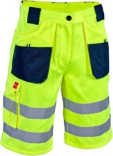 Yellow FLASH Hi Vis  Work Shorts Reflective Strips CAT II – UK STOCK