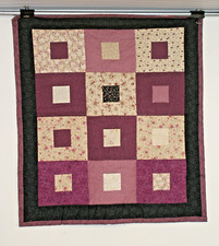 WH3 - Mini Quilt, Table Covering, Wall Hanging, Purple Squares, 27X30