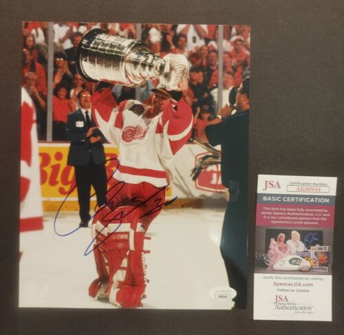 Foto Chris Osgood Firmata Stanley Cup Detroit Red Wings 8x10 Certificata JSA - Foto 1 di 2