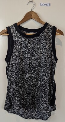 Seed Heritage Black White Geometric Print Cotton Cold Blend Rib Trim Tank 12