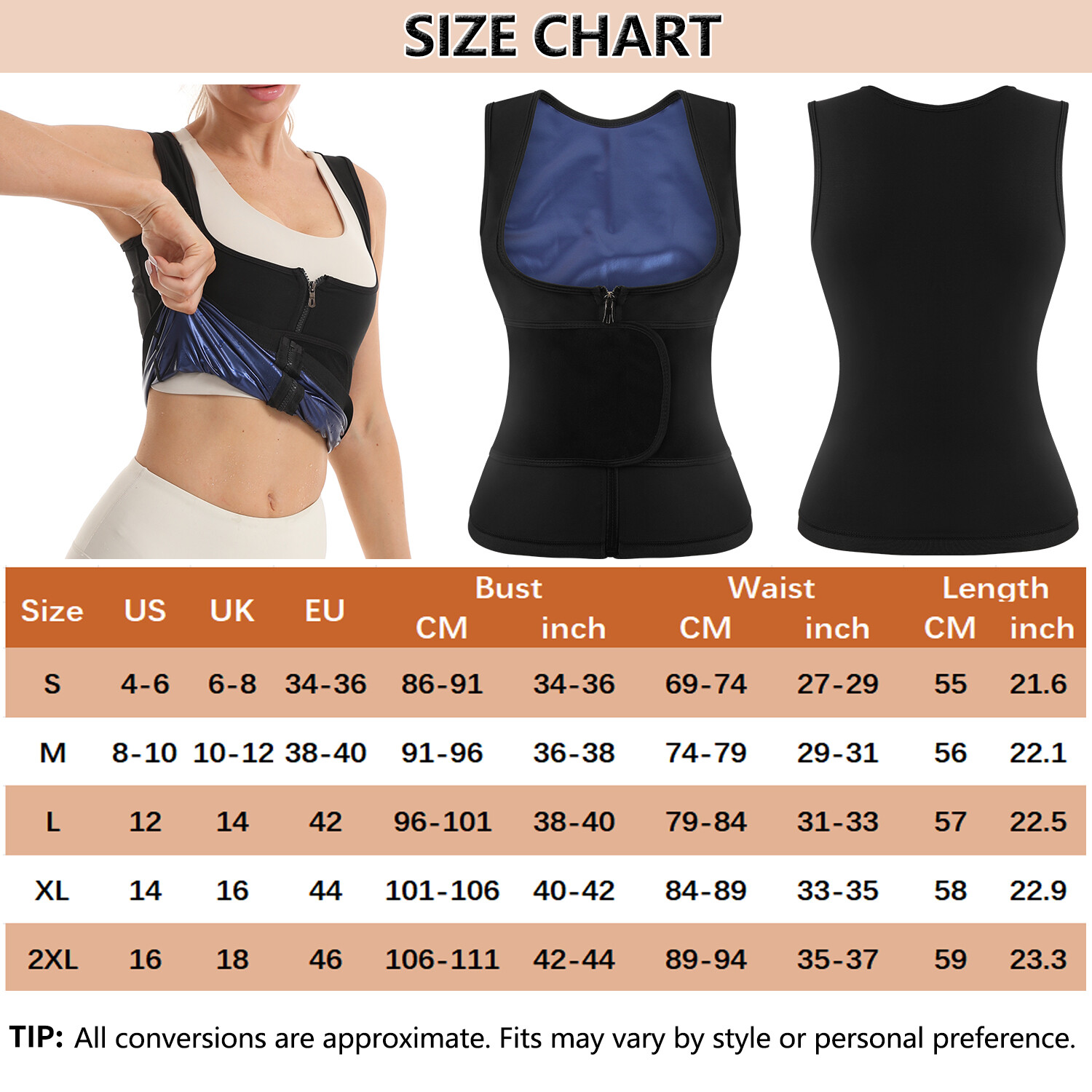 Women Sauna Vest Heat Slim Sweat Waist Trainer Body Shaper Workout Fat Burn Tops