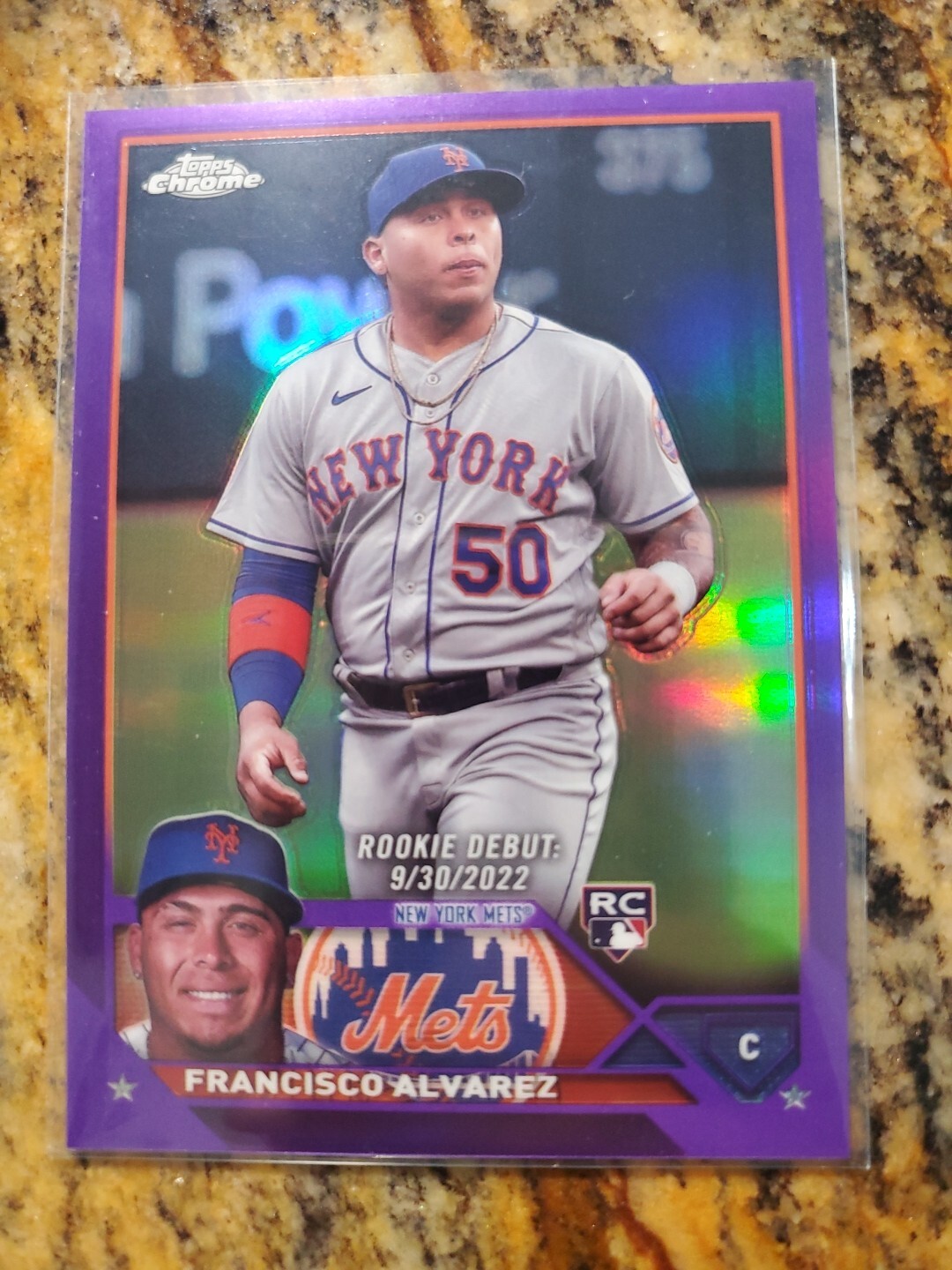 2023 Topps Chrome Francisco Alvarez RC Purple Refractor /250 #203 NY METS