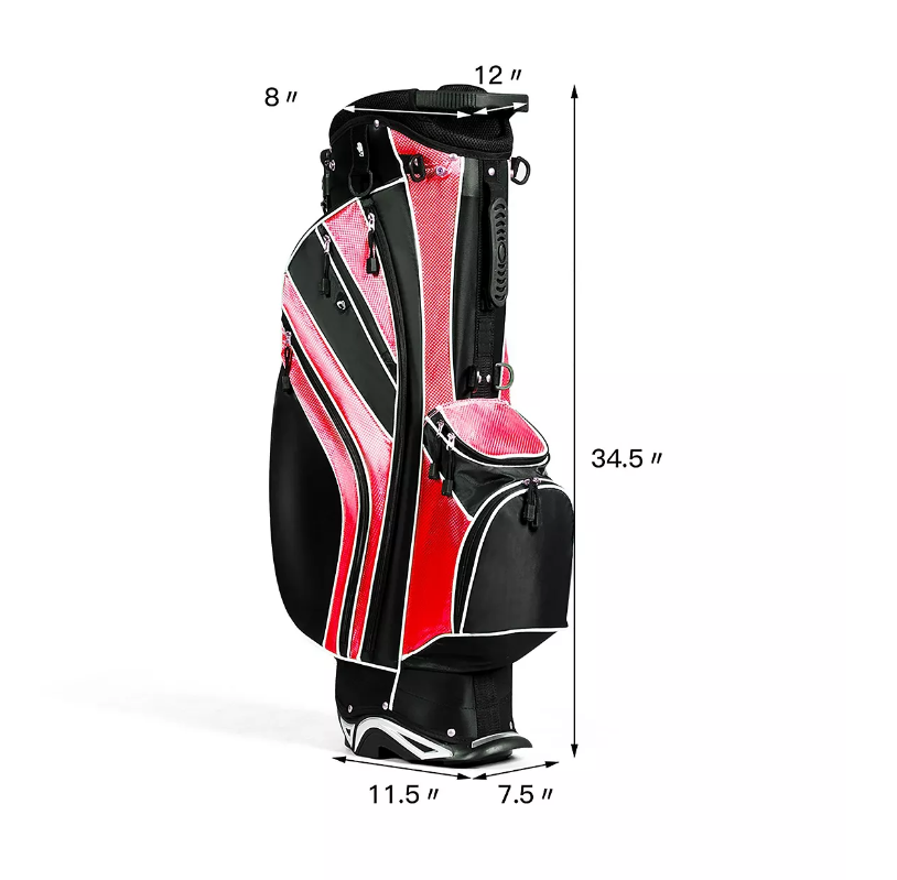 Golf Stand Cart Bag, Golf Club Bag W/6 Way Divider, Organizer Pockets