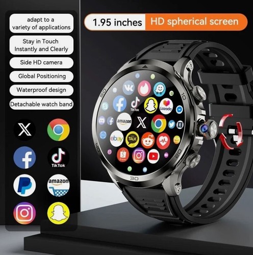 4G Android 8.1 SMARTWatch 128GB 1,95" ekran dotykowy HD Obrotowa kamera, GPS, 1990mAh - Zdjęcie 5 z 23