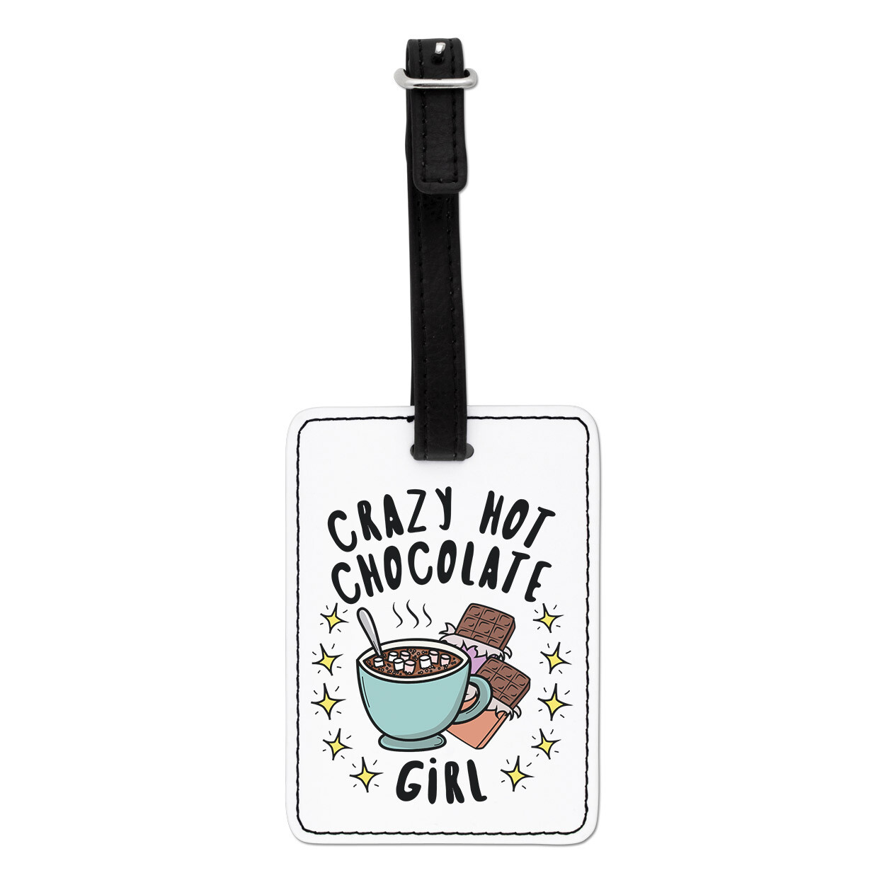 Pazzo Cioccolata Calda Bambina Stars Visivo Bagaglio Tag Valigia Figlia Funny