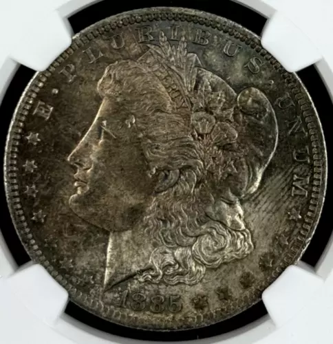 1885-O $1 Morgan Dollar NGC MS65 -- Amazing Sea Green, Gold & Russet Toned Gem