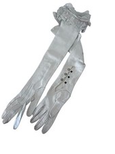 Vintage 50s 60s White Kid leather Opera Gloves 3 wrist snaps size 6.5 W German