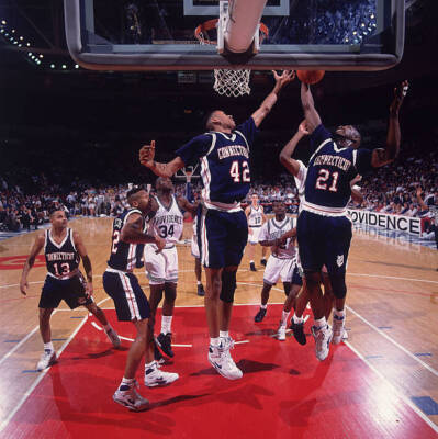 UConn Toraino Walker and Donyell Marshall rebounding vs Providence- Old Photo
