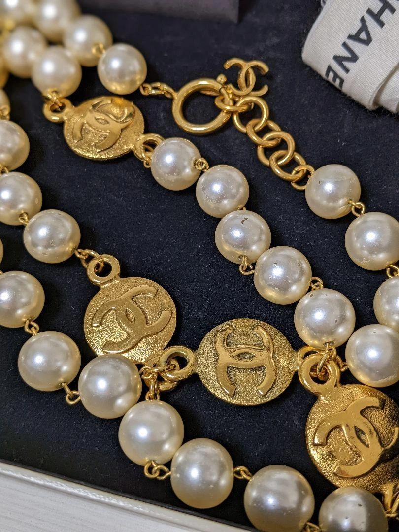 Aftermarket Worry freeCHANEL Vintage Long Necklace Pearl Chain