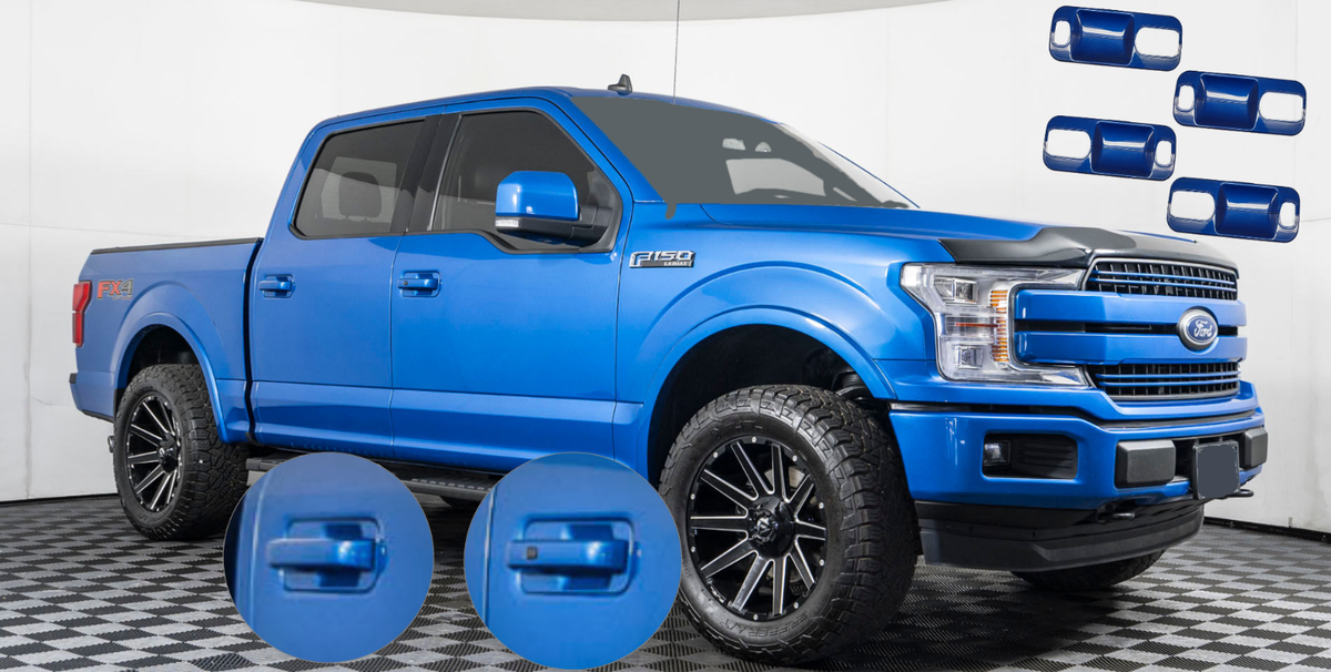 Painted Velocity Blue Door Handle Surround Bowl Set For 15-20 Ford