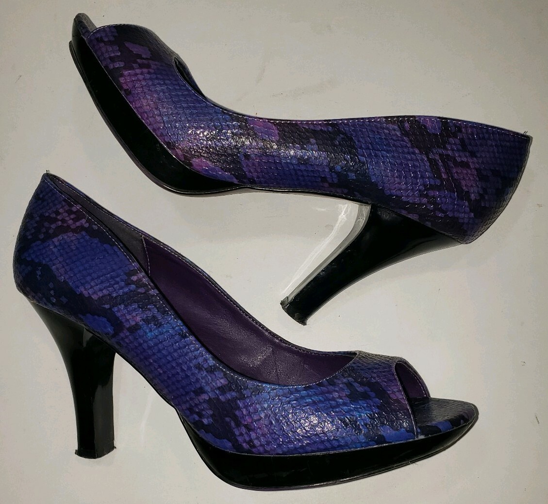 靴 purple Python harness heel Python (Purple/lime punch