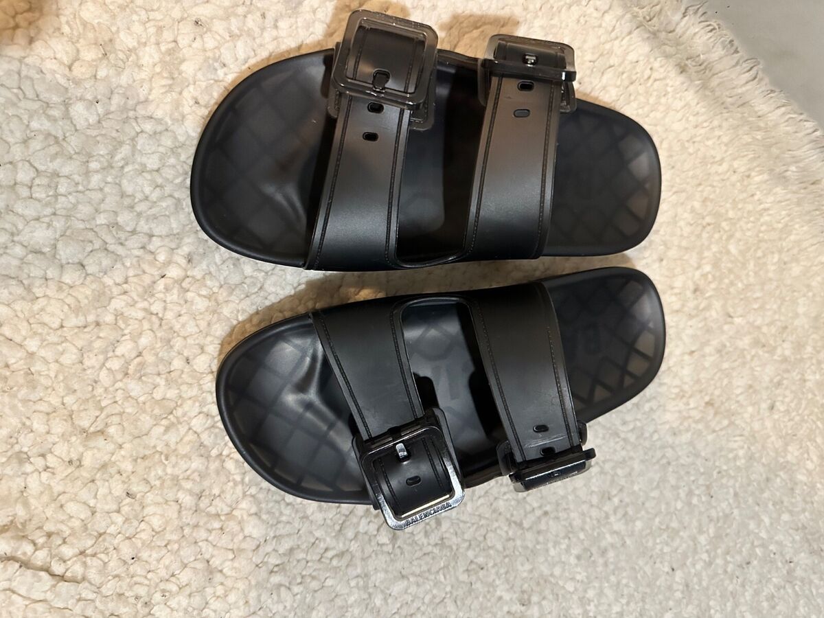 BALENCIAGA Mallorca Transparent Dual-Buckle Slide Sandals in BALENCIAGA Mallorca Transparent Dual-Buckle Slide Sandals in