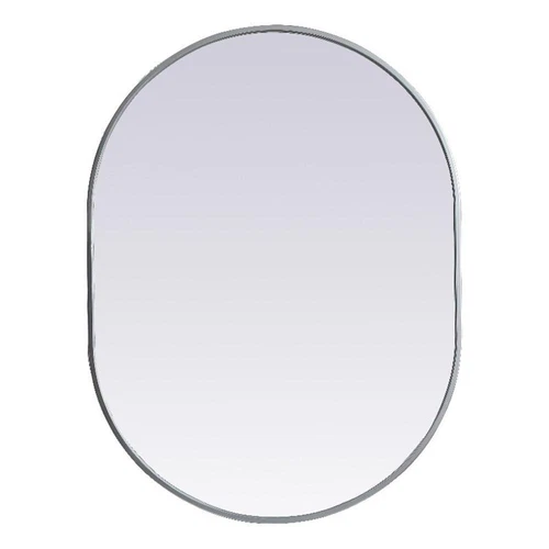 Elegant Decor Asha 27x36" Oval Modern MDF Wood/Iron Mirror in Silver - Picture 1 of 11