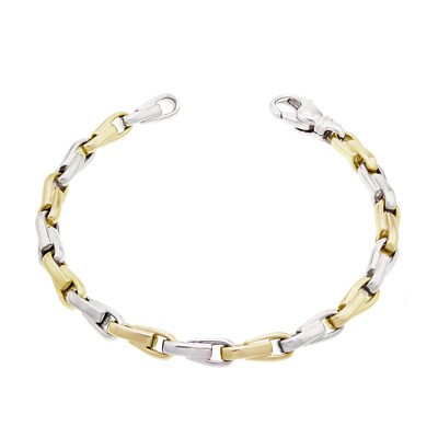 10k gelb & weiß massiv handgefertigt Mode Gliederarmband 8'' 4,8 mm 22,1 Gramm