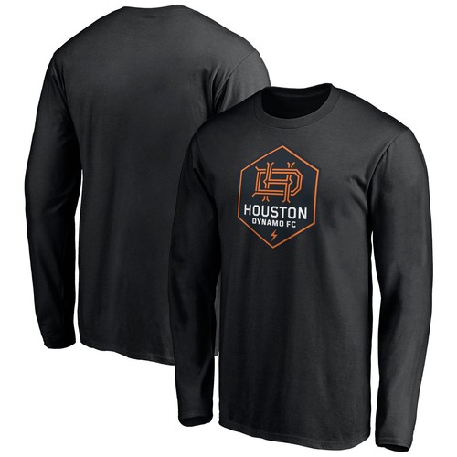 Schwarzes langärmliges Herren-T-Shirt Houston Dynamo Primary Logo