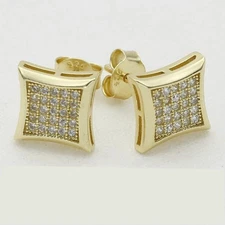 14K Yellow Gold Plated Round Cut 2Ct Lab Created Diamond Cluster Stud Earring