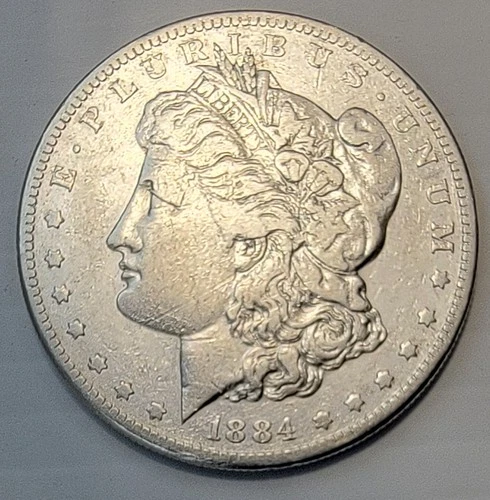 1884-S MORGAN SILVER DOLLAR IN GOOD-QUALITY CONDITION, DETAIL - VF